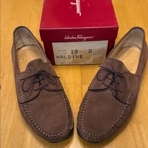 Salvatore Ferragamo Men's Brown Suede Leather Loafers